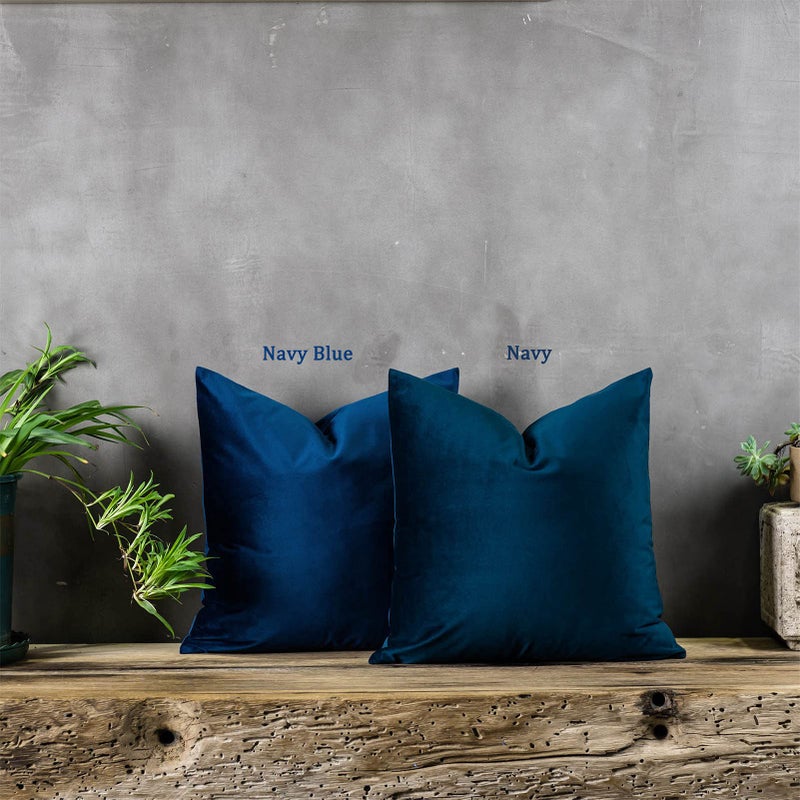 QUAFOO Navy Decorative Lumbar Velvet Throw Pillow Covers 24x24 inch Set of 2 with Zipper Luxury Soft Solid Square Cushion Covers Case for Sofa Couch Bed Living Room - Image 3